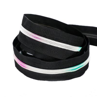 China Viable #3 #5 Rainbow Zipper By The Yard Colorful Electroplating Sewing Teeth Nylon Coil Zipper Zipper for sale