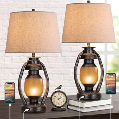 China Hot Sale Farmhouse LED Table Lamp Reading Iron Light Farmhouse Table Light Desk Vintage Style USB Charging Industrial for sale