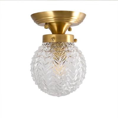 China Contemporary whole sale cheap crystal glass ceiling lamp blur mount light global ceiling hallway pendant light E26 E27 for sale