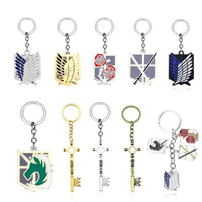 China Anime Attack of the Keys Titan Keychains Cosplay Jewelry Key Ring Car Key Holder Necklace Gold Pendant Necklace For Women for sale