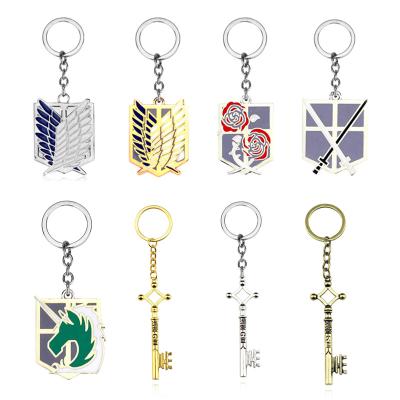 China New Decoration Design Famous Japanese Anime Attack on Titan Key Ring High Quality Pendant Cartoon Key Chain for sale