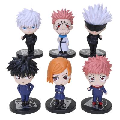 China 6pcs/set Funny Model Dolls Anime Figures Jujutsu Kaisen Gojo Satoru Itadori Yuji Fushiguro Q Version for sale