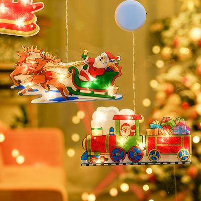 China 2021 Hot Selling Santa Claus Christmas Decoration LED Lights Santa Claus Snowman Window Suction Cup Elk Shaped Lights for sale