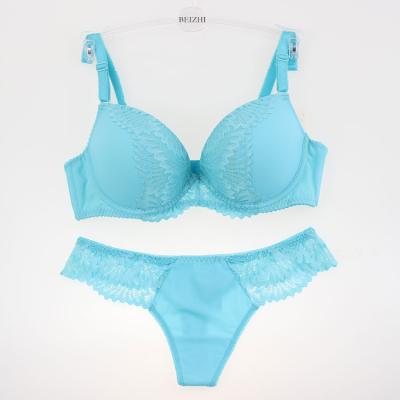 China BEIZHI Sustainable Push Up Cotton Thick Comfortable Lingerie Set Sexy Transparent Lace Women Underwear Set for sale