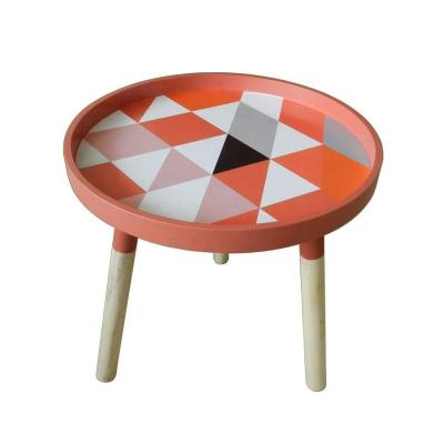 China KD Coffee Table Modern Wooden Round Removable Accent Table Portable Tea Table With 3 Detachable Legs. for sale