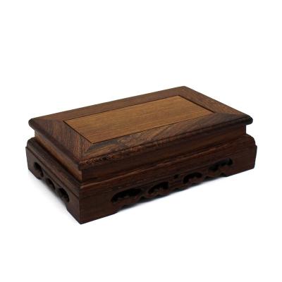 China Rustic Decoration Primitives Rosewood Rectangle Display Vase Pot Bottom Fishbowl Pedestal Rack. 6.5 inches for sale