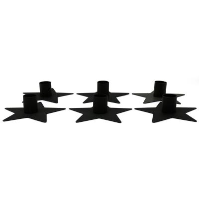 China Decoration primitives metal star candle holder. Frosted black, set of 6 for sale