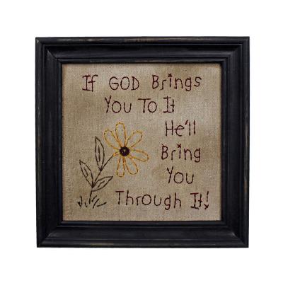 China Antique Antique Imitation Primitives If God Bring You To Him He Will Bring You By Him Stitchery View Decoration Wall Hanging Art for sale