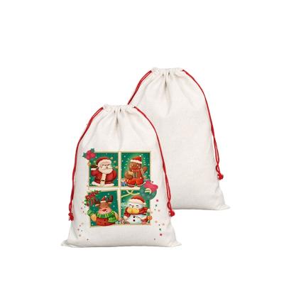 China Sublimation Santa Sacks Linen Plain Christmas Christmas Home Decoration Blank Sublimation Santa Sack for sale