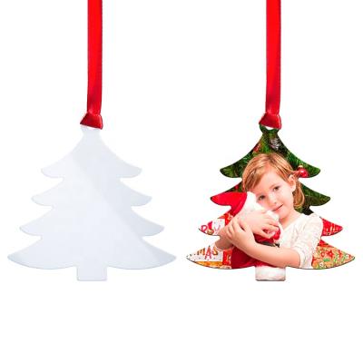 China Custom Printable Christamas Decoration Sublimation Metal Christmas Tree Ornaments New for sale