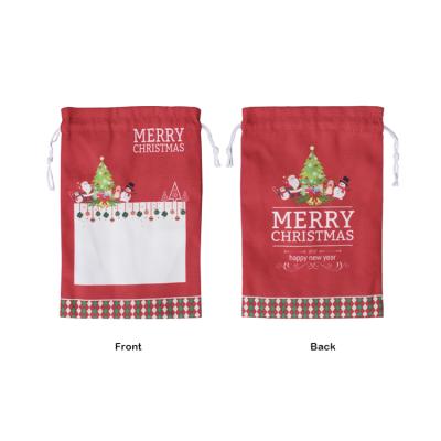 China Canvas Sublimation Christmas Candy Gift Bags Custom Christmas Drawstring Gift Bags for sale