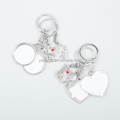 China Double Sides Printing Custom Printing Blank Sublimation Metal Matching Couples Keychains for sale