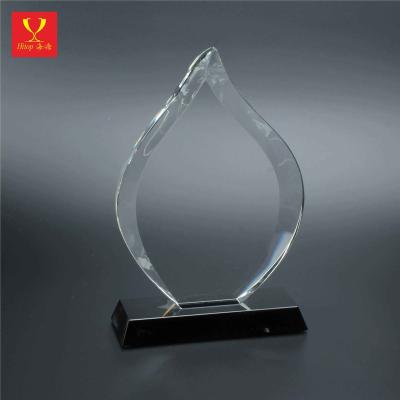 China Europe Hitop Clear Custom Glass Drop Shape Trophy Block White Colored Crystal Trophy Awards For Display for sale