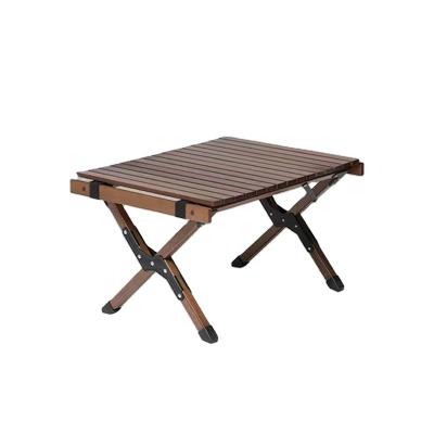 China Custom Easy Clean Folding Camping Tables Eco-Friendly Logo Egg Roll Durable Wooden Foldable Tables for sale