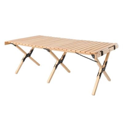 China Eco-friendly Wooden Egg Roll 120cm Outdoor Indoor Grain Adjusting Portable Camping Table for sale