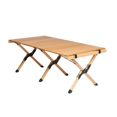 China Eco-friendly Good Quality Portable Roll Up Camping Table Outdoor Folding Picnic Folding Wooden Table for sale