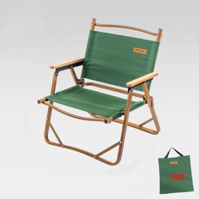 China Eco-friendly Kermit Chair Canvas Foldable Outdoor Portable Aluminum Wood Camping Chair for sale