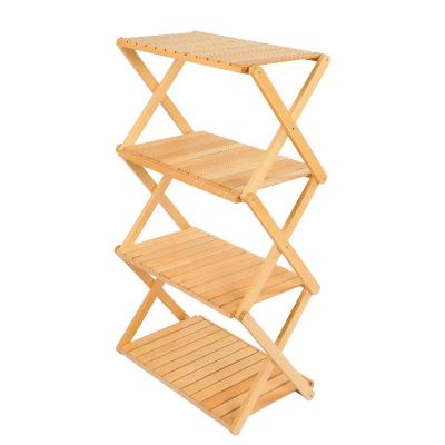 China Eco-friendly Outdoor Camping Use Shelving Rack Multifunctional Beech Double Folding Multi-Layer Camping Portable Table for sale