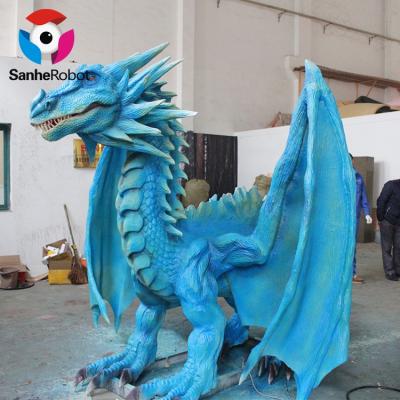 China Realistic Motion Customized Silicone Flying Western Animatronic Dragon In Blue for sale