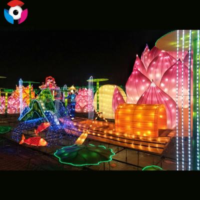 China New Year Lantern Steel Chinese Vietnamese Hoi A Lantern Spring Festival Silk Lantern for sale