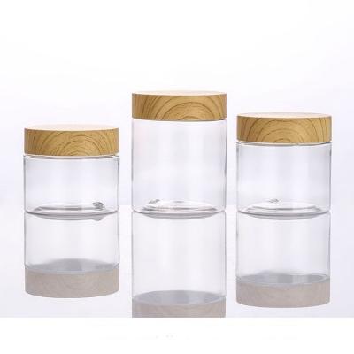 China Custom Clear Recyclable Plastic Empty Wide Mouth Food Jar Plastic ACP Jars Cosmetic Jar With Aluminum Silver Screw Lid for sale