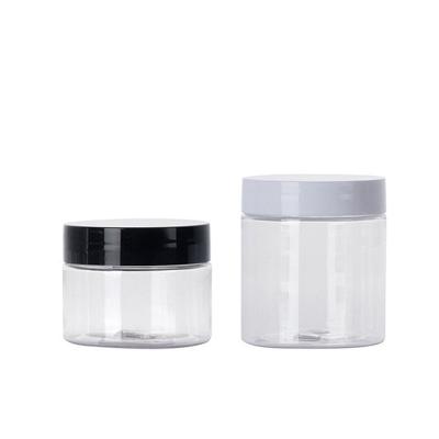 China 250ml Custom Empty Wide Plastic Clear Plastic Black Aluminum Lid Jar Mouth Plastic Cosmetic Food Jar Cosmetic Jar Jar for sale