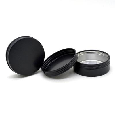 China Matte Black Aluminum Jar 25ml Cosmetics-bottle Custom LOGO Aluminum Tin Can With Lid for sale