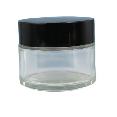 China Cosmetic Glass Jar Cosmetics-Wide Mouth Cosmetic Clear Glass Cream Jar Jar Bottle With Lids for sale