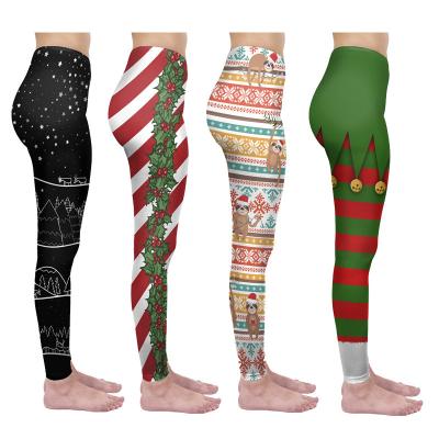 China Snagging Resistance Christmas Design Gaiters Shape Milk Silk Printed Yoga Pants for sale