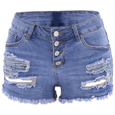 China 2021 Sustainable Shorts On Sale Slim Washed Womens Denim Ripped Shorts for sale