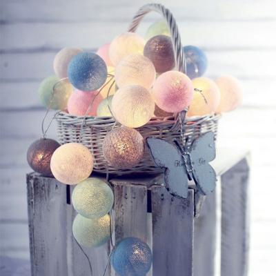 China Outdoor Cotton Light String Holiday Wedding Colorful Cotton Garland Ball Light Christmas LED String for sale