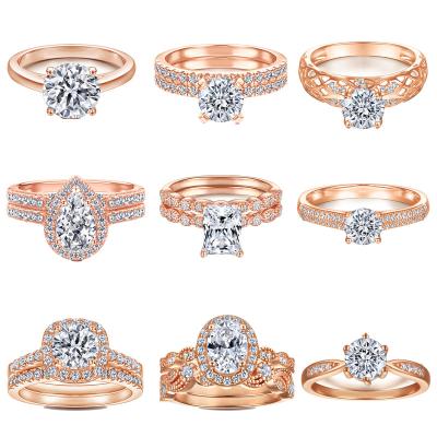 China CLASSIC Brilliant Pear Shape CZ Real CZ Silver Engagement Ring Rose Gold Plated Stackable Wedding Rings for sale