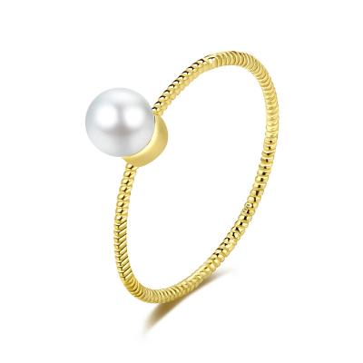 China FASHION Ready To Ship New Fashion Gold Plated Sterling Silver Rings Pearl Ring For Women for sale