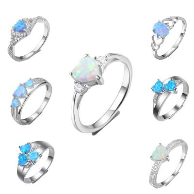 China FASHION ready to ship hot sale Opal Rings 925 Sterling Silver Heart Ring for women for sale