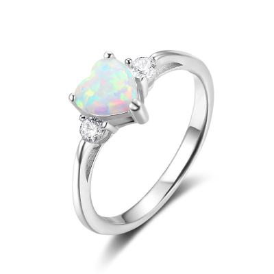 China TRENDY Ring 925 Sterling Silver Heart Engagement Rings Heart Shape Opal Ring For Women for sale