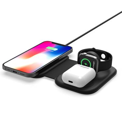 China Phone/Earphone/Watch Charging NEW 2021 Phone Watch Multi Charger 15W Fast Foldable Magnetic 3 In 1 Wireless Charger Station For iPhone Air Pods For Samsung for sale