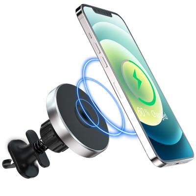 China Hot Sale 15W Car Charger 2021 Fast Magnet Power Bank Magnetic Wireless Holder For iPhone 12 pro for sale