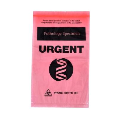 China Wholesale High Quality Disposable Plastic Bags Resealable Printed Medical Red Specimen Bags Logo Design for sale