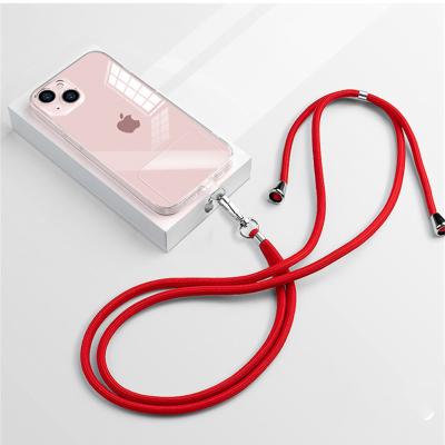 China Shockproof Transparent Card with Strap Rope Soft Back Cover, Handmade Thick Rope with TPU Patch Protection Anchor for Phone 13 for sale