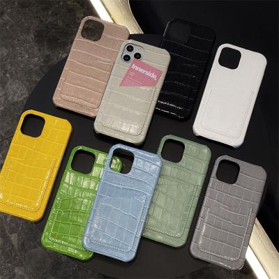 China PU Card Slot Phone Case Shockproof Colorful Leather Wallet for iphone 11 12 13 pro max, for iphone Crocodile Leather Case for sale