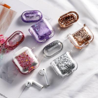 China Shockproof For Airpod Case Glow In The Dark Liquid Quicksand, For Apple Airpod Pro Case Cute Glitter Liquid Cover Clearly for sale