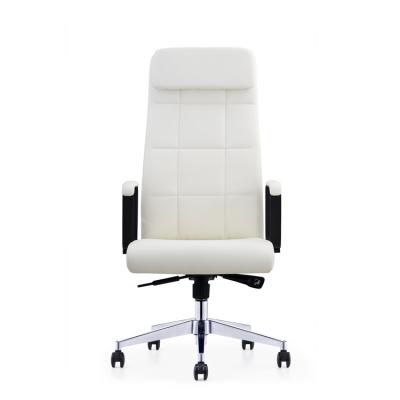 China Reclining White Genuine Leather Modern Meeting Chair (Height) Adjustable Warm Commercial Frame Office for sale