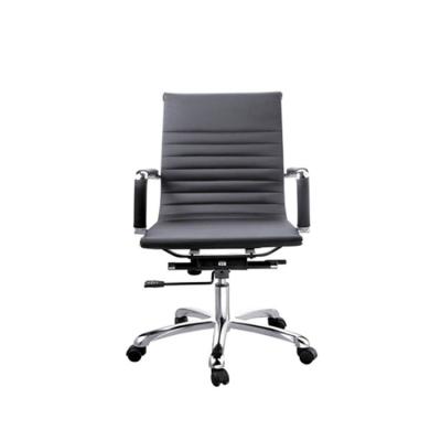 China Adjustable Aluminum Frame Metal Mid Height Back (Height) Ergonomic Leather Office Computer Chair for sale