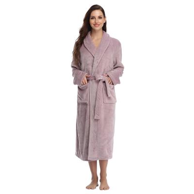 China Winter Anti-Static Coral Fleece Women Bathrobes Warm, Luxury Soft Terry Bathrobe Hotel Shawl Collar Bathrobe Gift Sets for sale