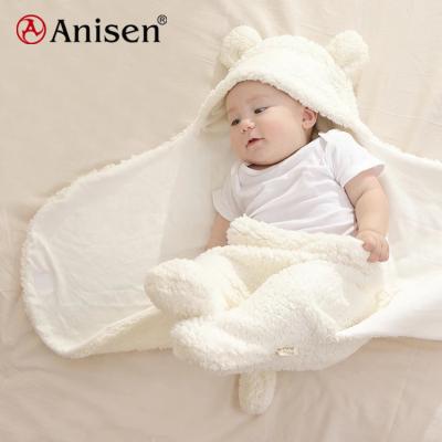 China Wholesale Soft Fleece OEM Anti-pilling Newborn Wrap Thick Sherpa Plush White Baby Blanket for sale