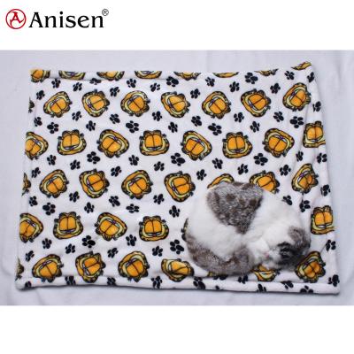 China Sustainable Cheap Cute Cartoon Pet Blanket Pattern Printing Fleece Pet Bed for sale