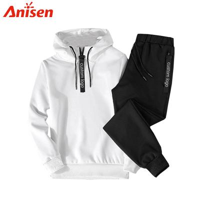 China 2021 Wholesale Reversible Sport 100%Polyester Fleece Mens Hooded Running Jogging Plain Plain Tracksuits for sale