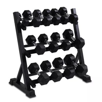 China Fitness Rubber Covered Home Gym Equipment Rubber Dumbbell Hex Dumbbell Set Dumbbells for sale