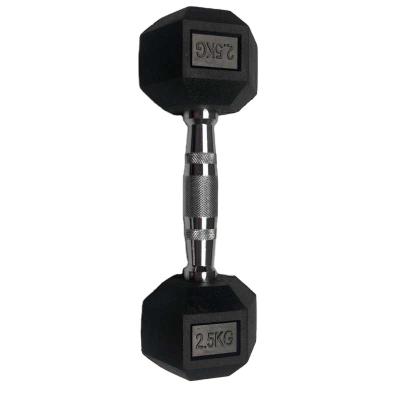 China Wholesale Dumbbell Equipment 25kg Fitness Gym Dumbbell Hex Dumbbell Set Rubber Covered Cast Rubber for sale