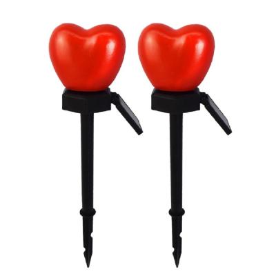 China Waterproof Solar Garden Heart Lights LED Lawn Plug Lamp Decorations Outdoor Stakes Valentine Day Theme for sale